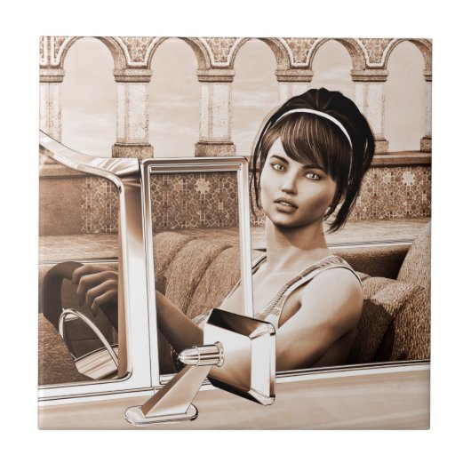 Vintage Dame Fliese (Vorderseite)