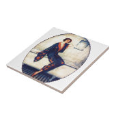 Vintage Dame im Badezimmer Fliese (Seite)