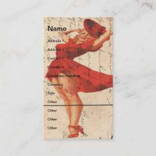 Vintage-Dame im roten Kleid Digitale Kunst Visitenkarte