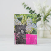 Vintage Dame in Blumen Collage Postkarte (Stehend Vorderseite)