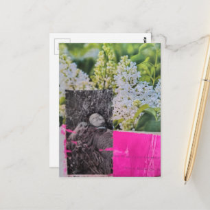 Vintage Dame in Blumen Collage Postkarte