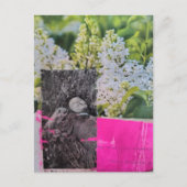Vintage Dame in Blumen Collage Postkarte (Vorderseite)