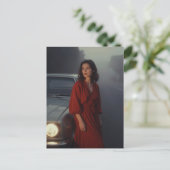 Vintage Dame in Rot Postkarte (Stehend Vorderseite)
