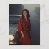 Vintage Dame in Rot Postkarte (Vorderseite)