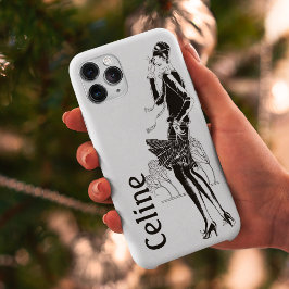 Vintage Dame in Schwarz und Weiß iPhone 16 Hülle
