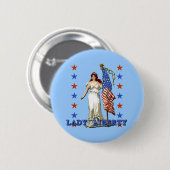 Vintage Dame Liberty mit amerikanischer Flagge Button (Vorne & Hinten)