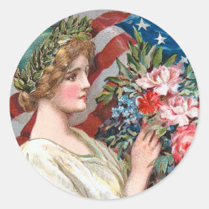 Vintage Dame Liberty_Sticker Runder Aufkleber
