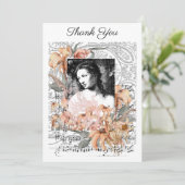 Vintage Dame mit Blume Dankeskarte (Stehend Vorderseite)