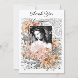 Vintage Dame mit Blume Dankeskarte