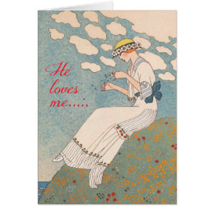 Vintage Dame mit Blume durch George Barbier