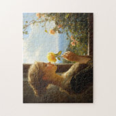 Vintage Dame mit gelbem Rosengemälde Puzzle (Vertikal)