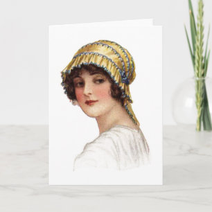 Vintage-Dame mit Haube Karte