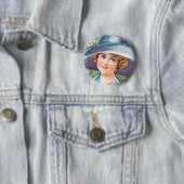 Vintage Dame mit Hut Button (Beispiel)