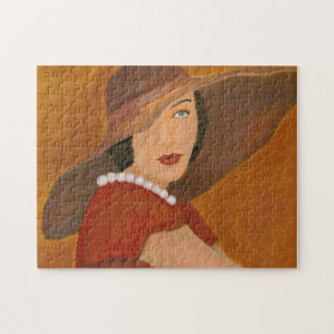 Vintage Dame mit Hut Puzzle