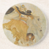 Vintage Dame mit ihren Hundebrücken-Untersetzer Untersetzer (Vorne)