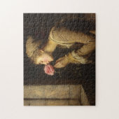 Vintage Dame mit rosa Rosenmalerei Puzzle (Vertikal)