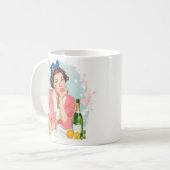 Vintage Dame mit rosé Champagner Kaffeetasse (Vorderseite Links)