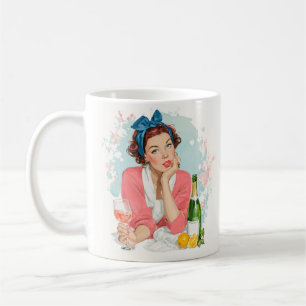 Vintage Dame mit rosé Champagner Kaffeetasse