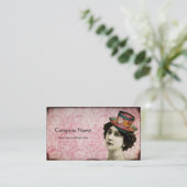 Vintage Dame mit Teacup-Hut-Geschäfts-Karte Visitenkarte (Stehend Vorderseite)