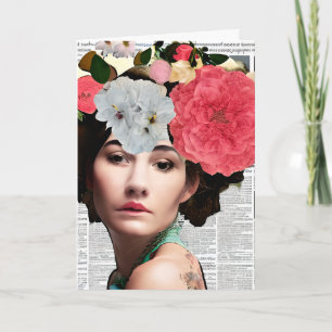 Vintage-Dame Papiercollage   Lustige Freundschaft Karte