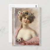 Vintage Dame Postkarte (Vorne/Hinten)
