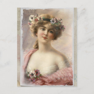 Vintage Dame Postkarte