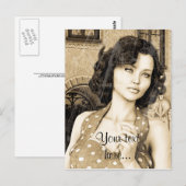 Vintage-Dame Postkarte (Vorne/Hinten)