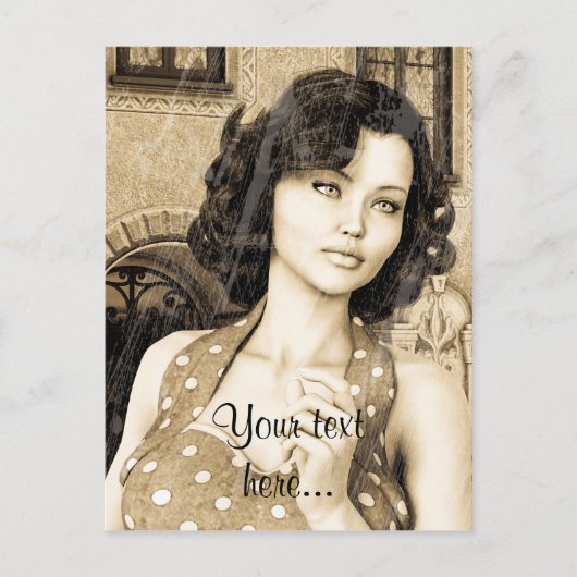Vintage-Dame Postkarte (Vorderseite)