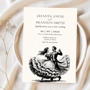 Vintage Dame und Herrenpaar beim Tanz zur Hochzeit Einladung