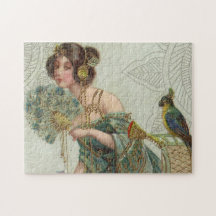 Vintage Dame und Papagei