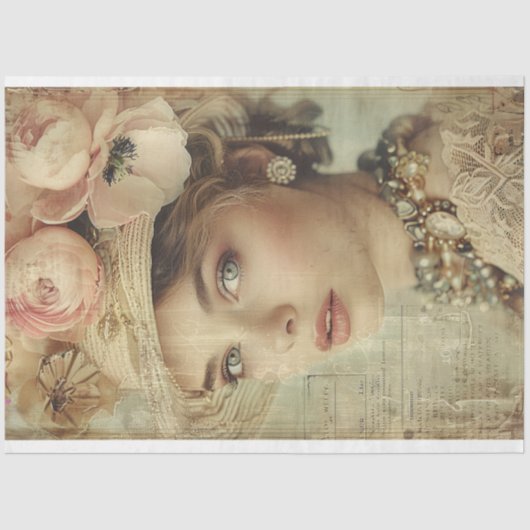 Vintage Dame von Jazz Era Decoupage Seidenpapier (Vorderseite)