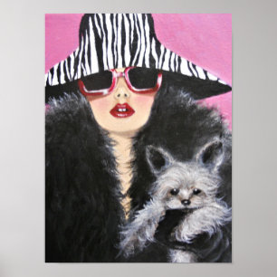 Vintage Dame With A Dog/Plakat Poster