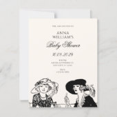 Vintage-Damen-Babyshower  Einladung (Vorderseite)