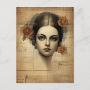 Vintage-Damen-Collage Postkarte