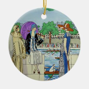 Vintage Damen der 1920er Jahre bei Crew Race Regat Keramik Ornament