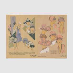 Vintage Damen Französische Mode Hüte Kleider Seidenpapier