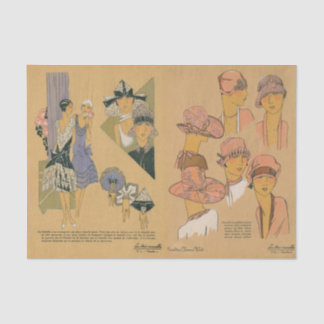 Vintage Damen Französische Mode Hüte Kleider Seidenpapier