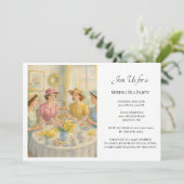 Vintage Damen Frühlings-Teeparty  Einladung (Stehend Vorderseite)