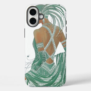 Vintage-Damen gehen grünes Kunstposter iPhone 16 Plus Hülle