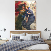 Vintage Damen in grün blau Leinwanddruck (Insitu (Schlafzimmer))