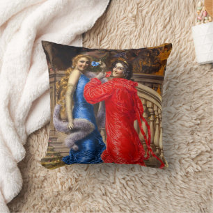 Vintage Damen in Rot Blau im Theater Kissen