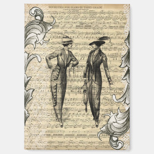 vintage Damen Musik Magnet