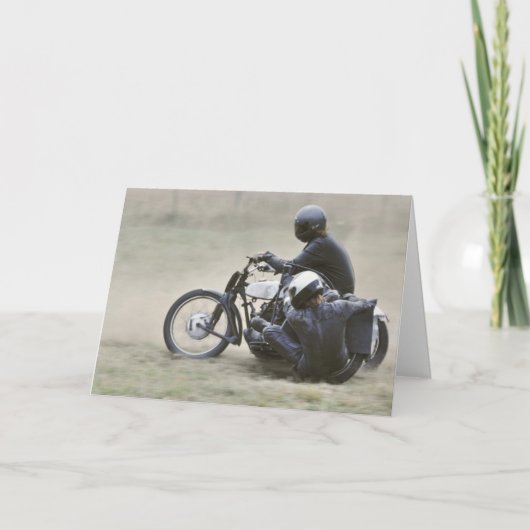 Vintage Damen-Sidecar schmieden Geburtstag Karte (Vorderseite)