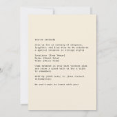 Vintage Damen Toasting mit Wein Einladung (Rückseite)