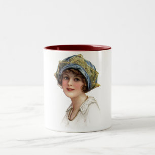 Vintage-Damenkrone mit Spitzentasse Zweifarbige Tasse