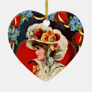 Vintage-Damenmode-Ornament Keramikornament