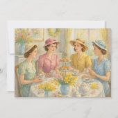 Vintage-Damentee im Frühling  Einladung (Rückseite)