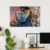Vintage-Dämon-Sitzbild von Mikhail Vrubel Poster (Heimbüro)