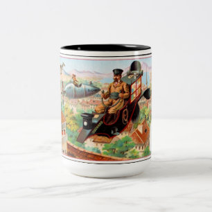 Vintage-Dampf-Punk-Werbebecher Zweifarbige Tasse
