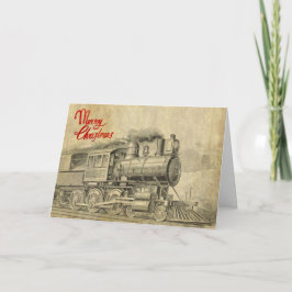 Vintage Dampf-Train-Illustration Weihnachtskarte Feiertagskarte